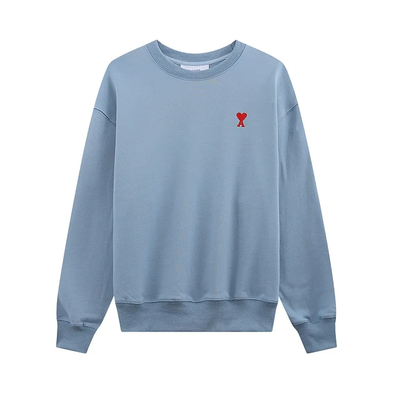 CY606# Ami Paris 2021 early autumn new product Ami de Coeur red love embroidered round neck sweatshirt for men and women. The fabric is made of 380G. Color: black, apricot, light blue, floral gray. Size: S-XL