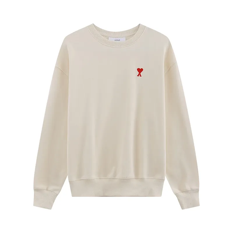 CY606# Ami Paris 2021 early autumn new product Ami de Coeur red love embroidered round neck sweatshirt for men and women. The fabric is made of 380G. Color: black, apricot, light blue, floral gray. Size: S-XL