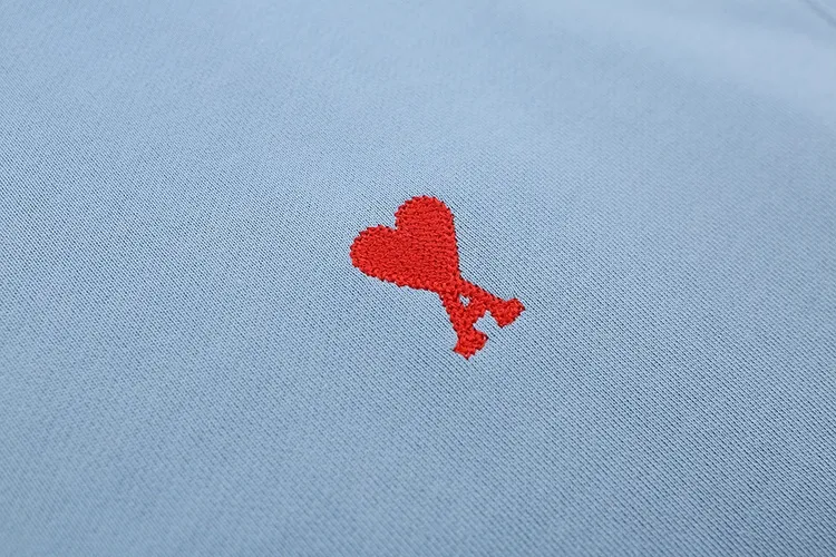 CY606# Ami Paris 2021 early autumn new product Ami de Coeur red love embroidered round neck sweatshirt for men and women. The fabric is made of 380G. Color: black, apricot, light blue, floral gray. Size: S-XL