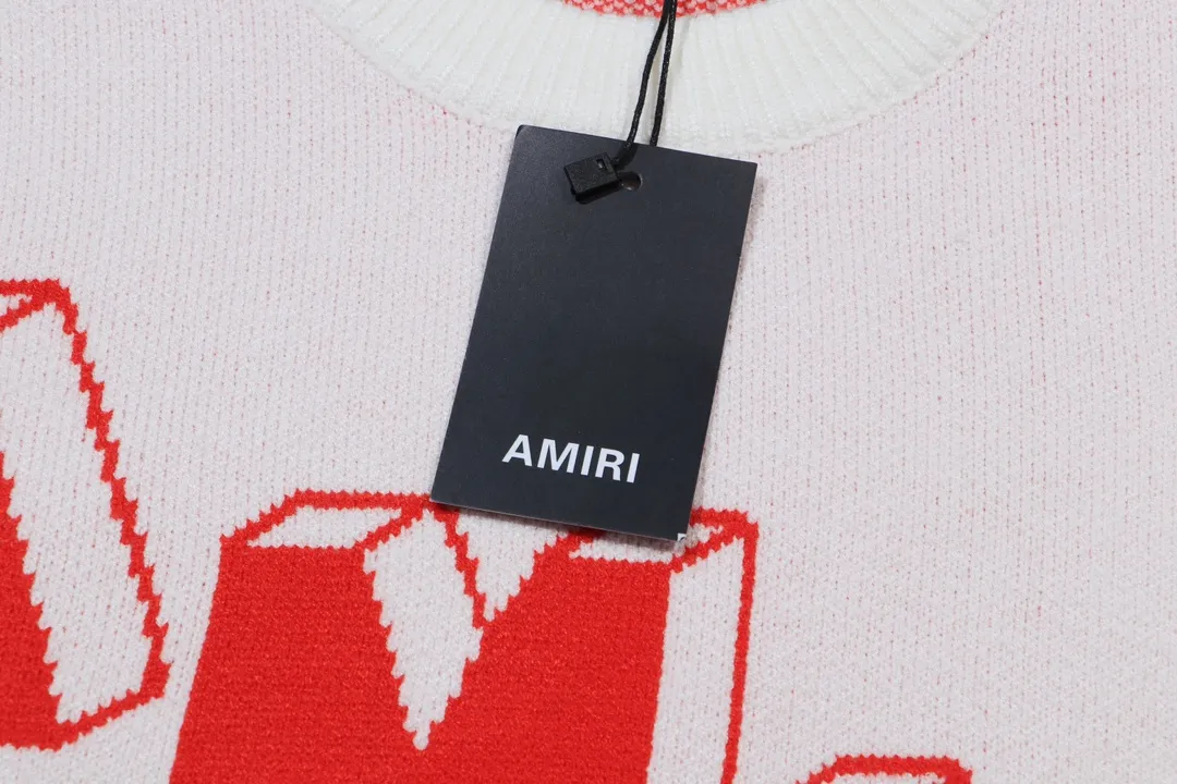 P188 💰 AMIRI 2024 new sweater with 22 letters large logo on the back Color: off-white Size: S M L