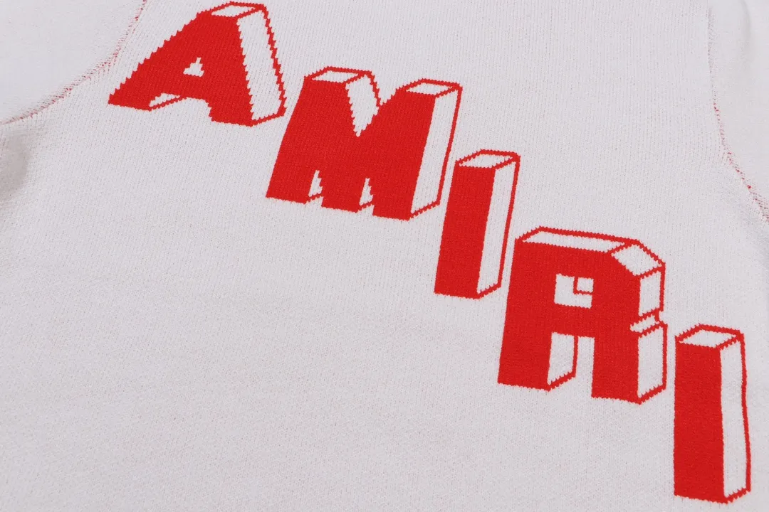 P188 💰 AMIRI 2024 new sweater with 22 letters large logo on the back Color: off-white Size: S M L
