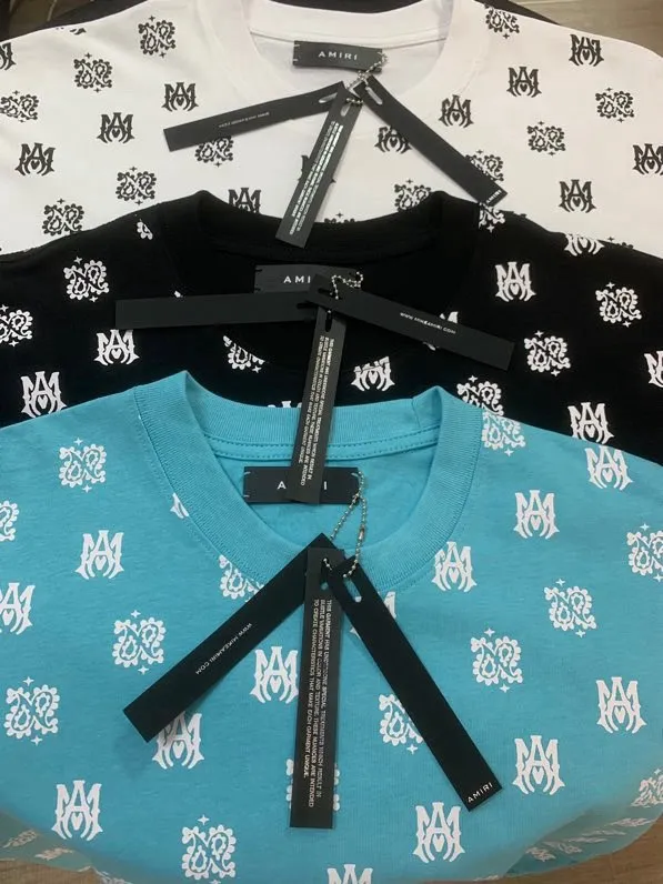 688 model P126 AMIRI real shot black white blue hanging shot S. M. L. XL details