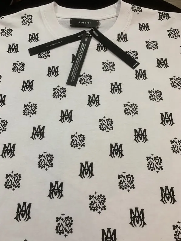 688 model P126 AMIRI real shot black white blue hanging shot S. M. L. XL details