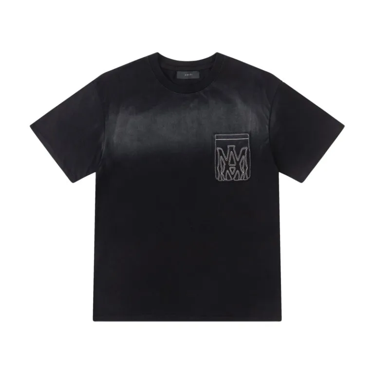 P170 8066#AMIRI pocket embroidery washed LOGO, color: beige, black, size: S M L XL
