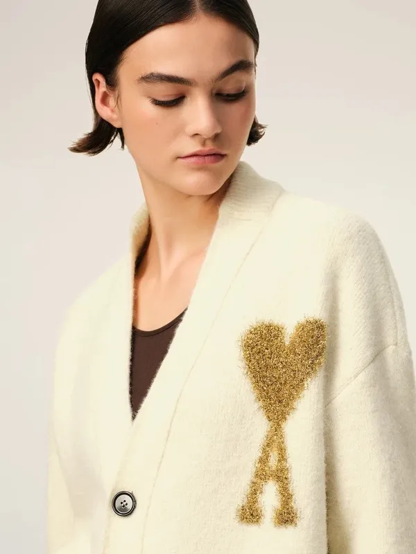 Upper body picture Ami Paris 2024 autumn and winter new cardigan sweater SMLXL
