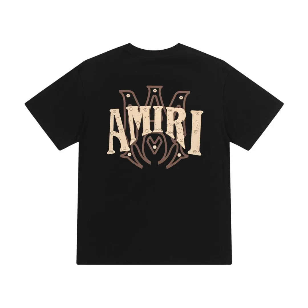 8022#P144amiri suede foam printed logo, made of 300g weight fabric, color: black, white, grape purple. Size: S M L XL