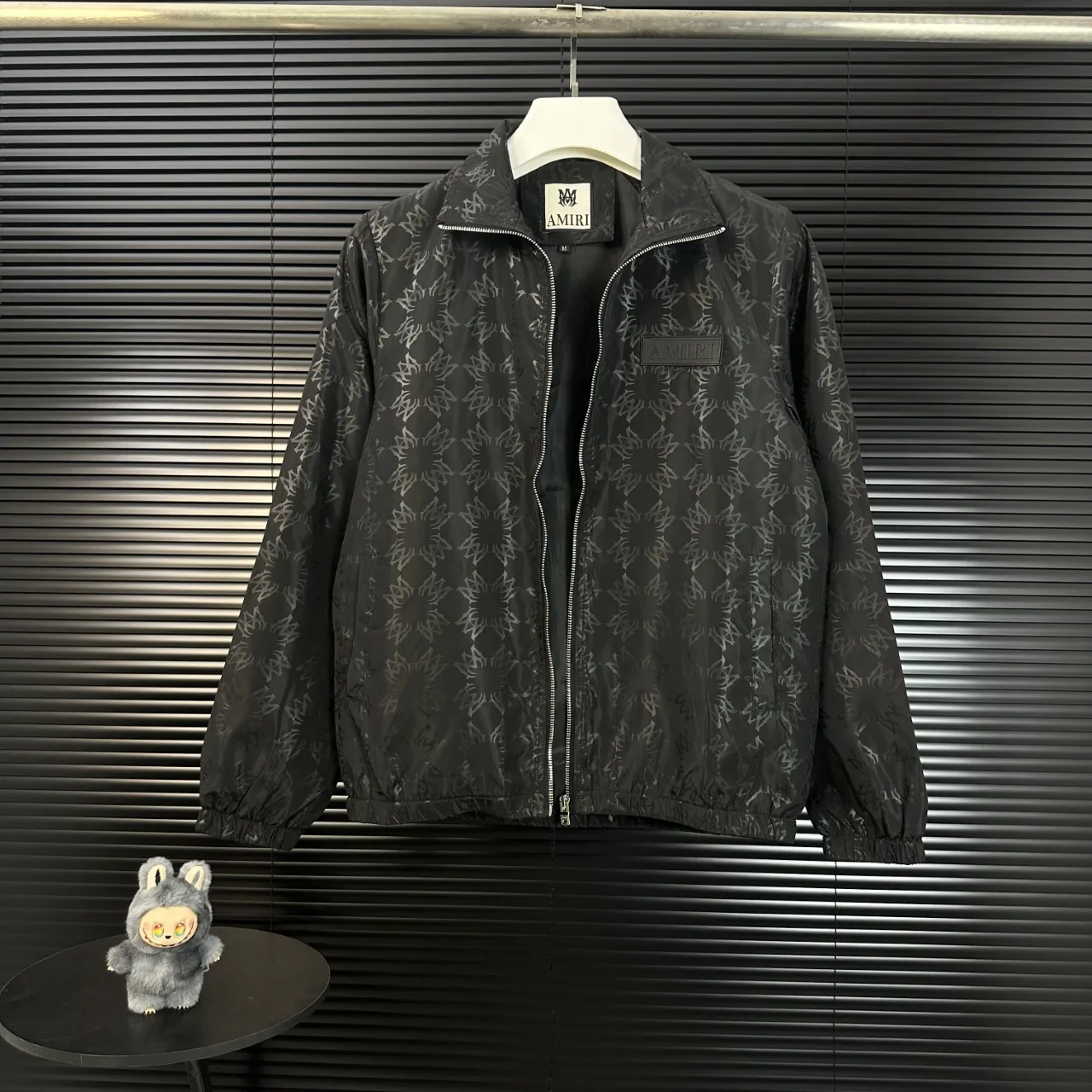 P280 AMIRI 2025 autumn and winter new style, stand-up collar windbreaker jacket, chapter embroidery, official website synchronization, original custom-made hardware zipper, neat stitching, perfect upper body effect, men's casual jacket, color: black, size: M-3XL