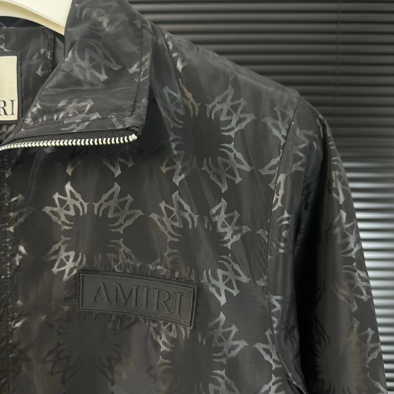 P280 AMIRI 2025 autumn and winter new style, stand-up collar windbreaker jacket, chapter embroidery, official website synchronization, original custom-made hardware zipper, neat stitching, perfect upper body effect, men's casual jacket, color: black, size: M-3XL
