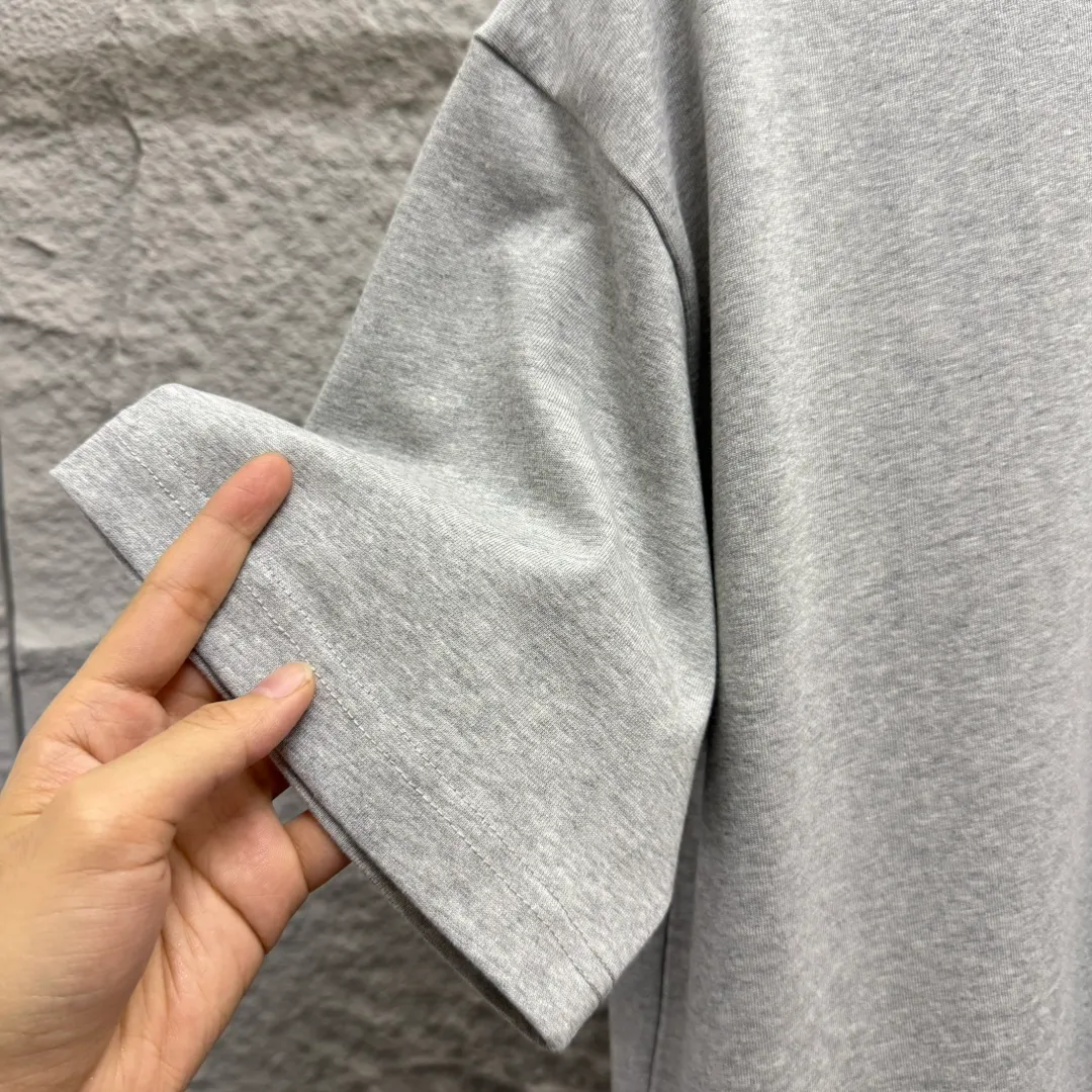 🅿️180 Ami* love embroidery 2025 spring and summer new style Hollow love A embroidered with personalized letters Customized double yarn plain cotton fabric Short-sleeved T-shirt Same style for men and women Color: white floral gray black Size: S (90-130 pounds) M (120-150 pounds) L (140-165 pounds) XL (160-180 pounds) XXL (180-210 pounds)