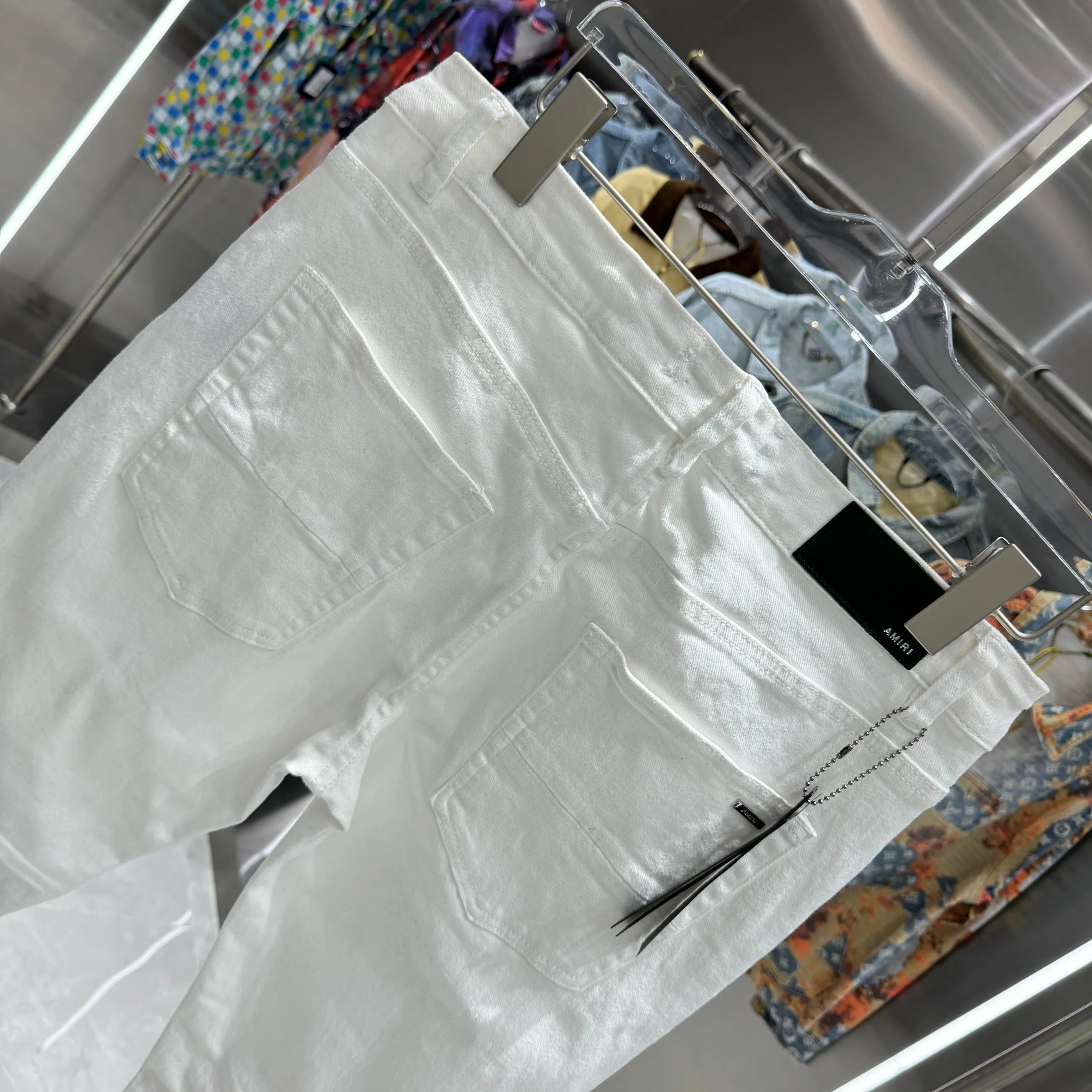 P290 Amiri ripped craft street fashion slim fit stretch jeans Color White Size 30 32 34 36 38