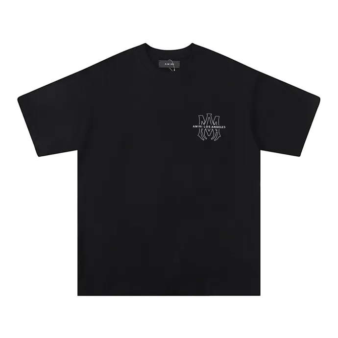 Style number: 724 P126 Fabric: 260g double yarn AMIRI 2025 spring and summer new logo round neck T-shirt high street men and women loose classic letter cashew flower short sleeves Color: black. White Size: S M L XL