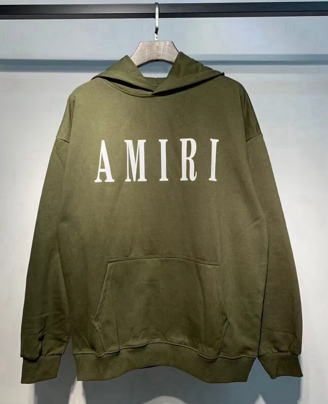 868 P220 AMIRI real shot sweatshirt black white gray military green hanging S. M. L. XL