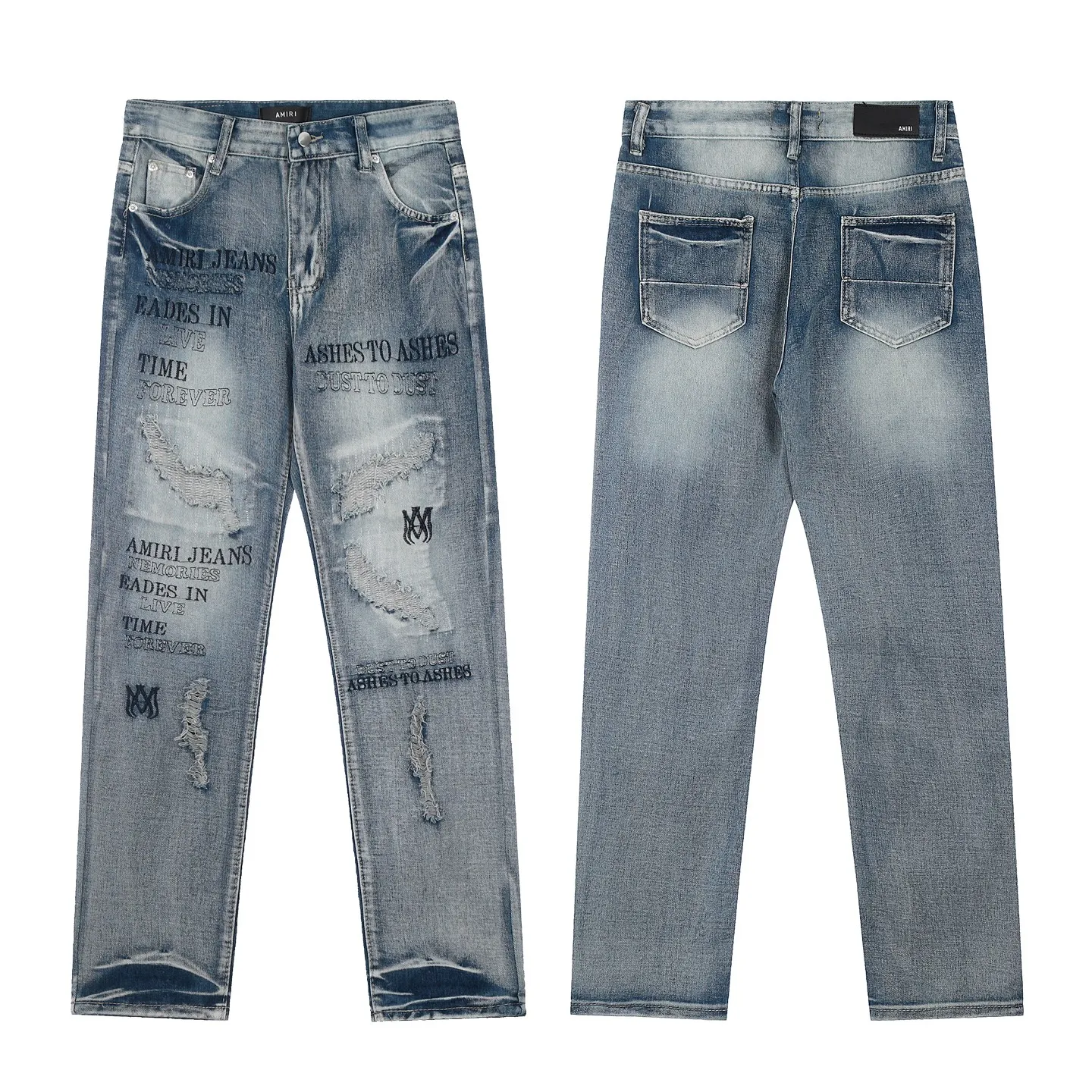 ￼#M04 P168💰 AMIRI splash-ink medal patch embroidered jeans trousers AMIRI high street basic ripped tight stretch jeans trousers Amiriamiri is transliterated as Emil, which is the name of the founder. Mike Amiri, the founder of amiri, grew up in Los Angeles, USA. He was influenced by the local street culture Rock since he was a child, so he founded the amiri brand named after himself. A variety of trendy clothing meets the needs of different trendy players. Amiri clothing has novel and unique styles and is a well-known street brand in the United States. Many of its styles and styles are loved by many street photographers. Various clothing styles meet the needs of different people, show their unique temperament, and show the trend of dressing. amiri's jeans are relatively famous. Not only do they have many styles, but the quality of the jeans is also very good. Many celebrities have also worn amiri brand jeans.  The jeans of the amiri brand break through the production process and cutting of the original jeans. The fabrics are relatively soft and comfortable, and are not as hard as some jeans, which can irritate the skin and cause the skin to bleed when worn. Los Angeles trendy brand Amiri's jeans are made with great detail from tailoring to texture, adding wrinkles, bullet holes, damage and other details to add to the trendiness of the jeans. You can choose the style that suits you according to your own needs. Only when you wear a suitable style can you have a certain sense of fashion.  In recent years, high street has become a word that appears more and more frequently in men's clothing. High street style has also become an important direction for everyone's matching. High street related items are basically inseparable from oversize or off-shoulder tops. The lower body is matched with trackpants or tight-fitting denim. In my opinion, the most representative one is perhaps annihilation. Color; picture color Size: 30-32-34-36