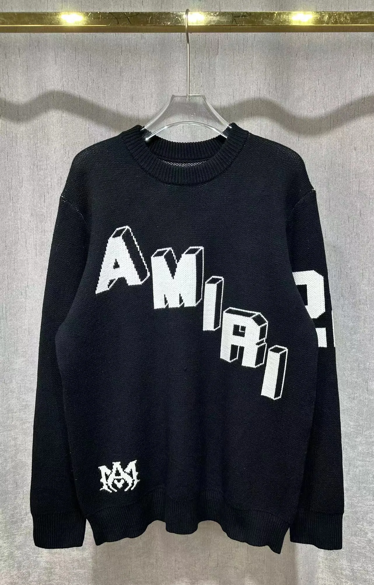 P230 🎉AMIRI new autumn and winter sweater Amiri exclusive logo jacquard on the front, 22 number jacquard on the back Color: White Black Size: S M L XL XXL