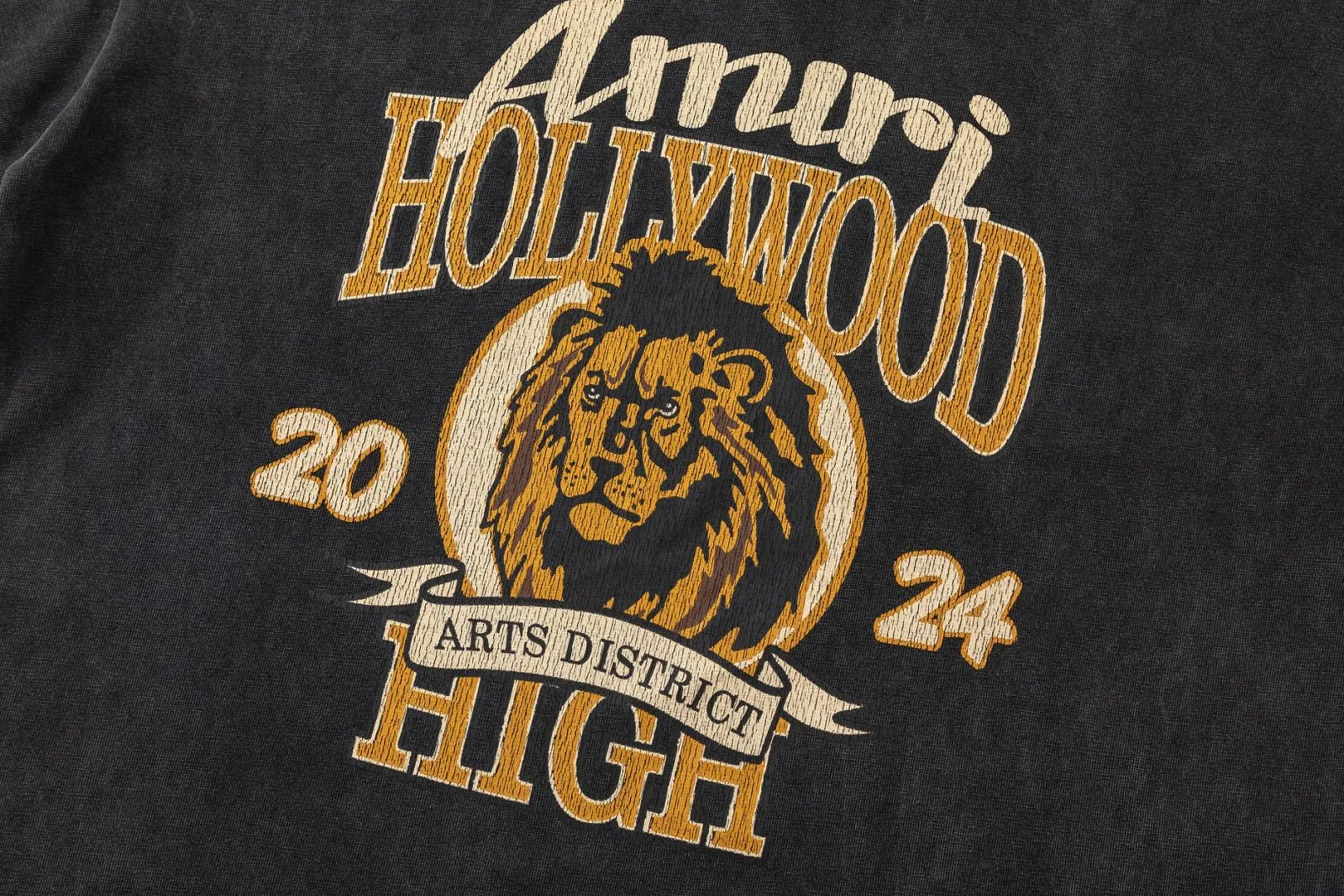 8048#P170, AMIRI lion head print, washed, frayed and fried, loose version of T-shirt, made of 300g heavy fabric, color: black, size: S M L XL