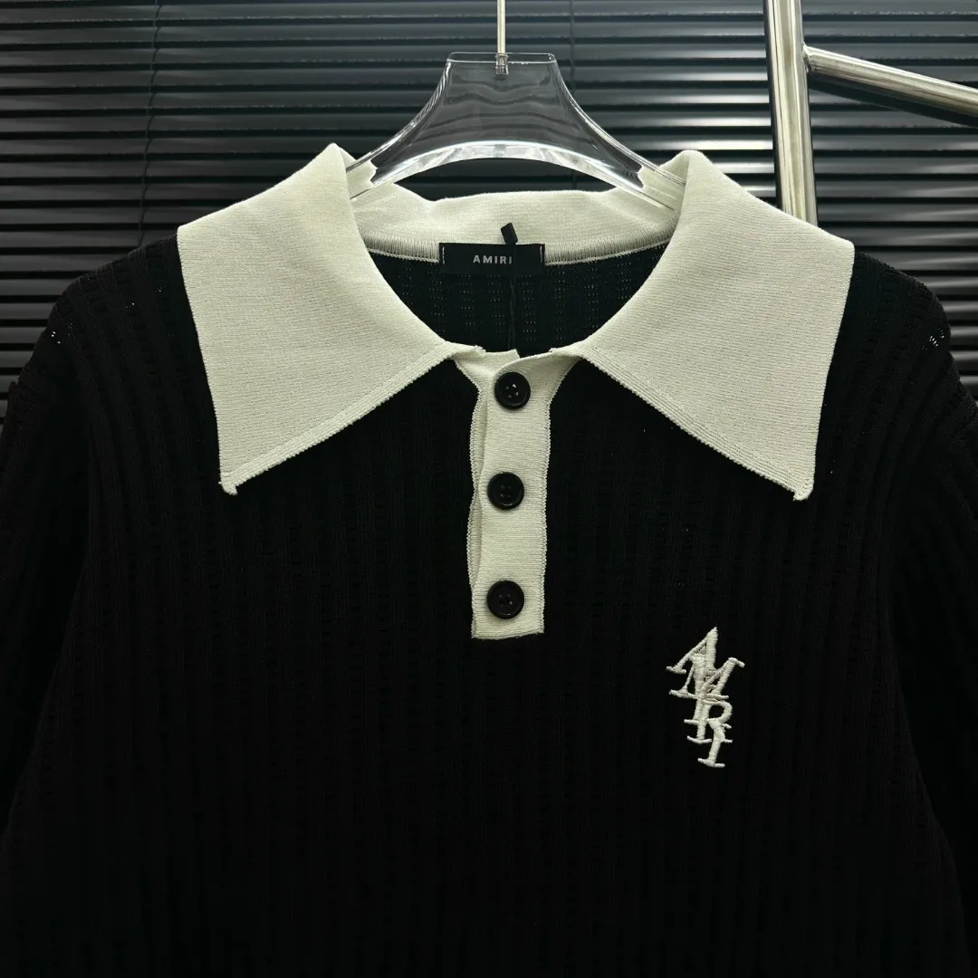 P300 Style: AMIRI patchwork embroidered knitted POLO Size: S-XXL Fabric: Wool blend Accessories: Full set of customized original accessories No gender distinction, same style for men and women