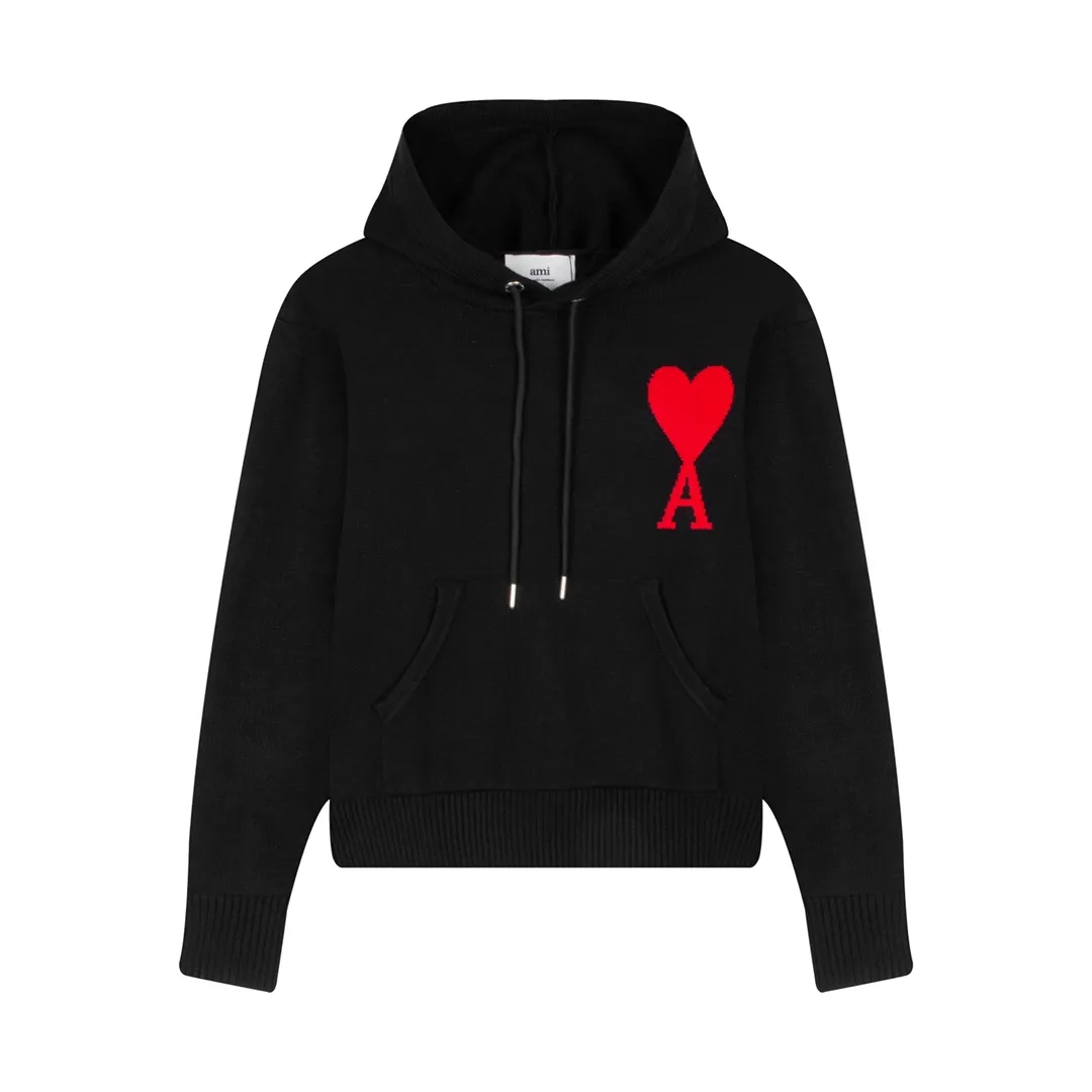 CYA46# ami paris22 spring and summer new big love letter A pullover wool sweater hooded, same style for men and women. Color: black white green yellow nine red royal blue gray black 7 colors code number: S-XL