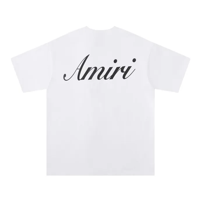 Style number: 682 P114 Fabric: 260g double yarn AMIRI 2025 spring and summer new logo round neck T-shirt high street unisex style loose classic letter short sleeves Color: White Black Size: S M L XL