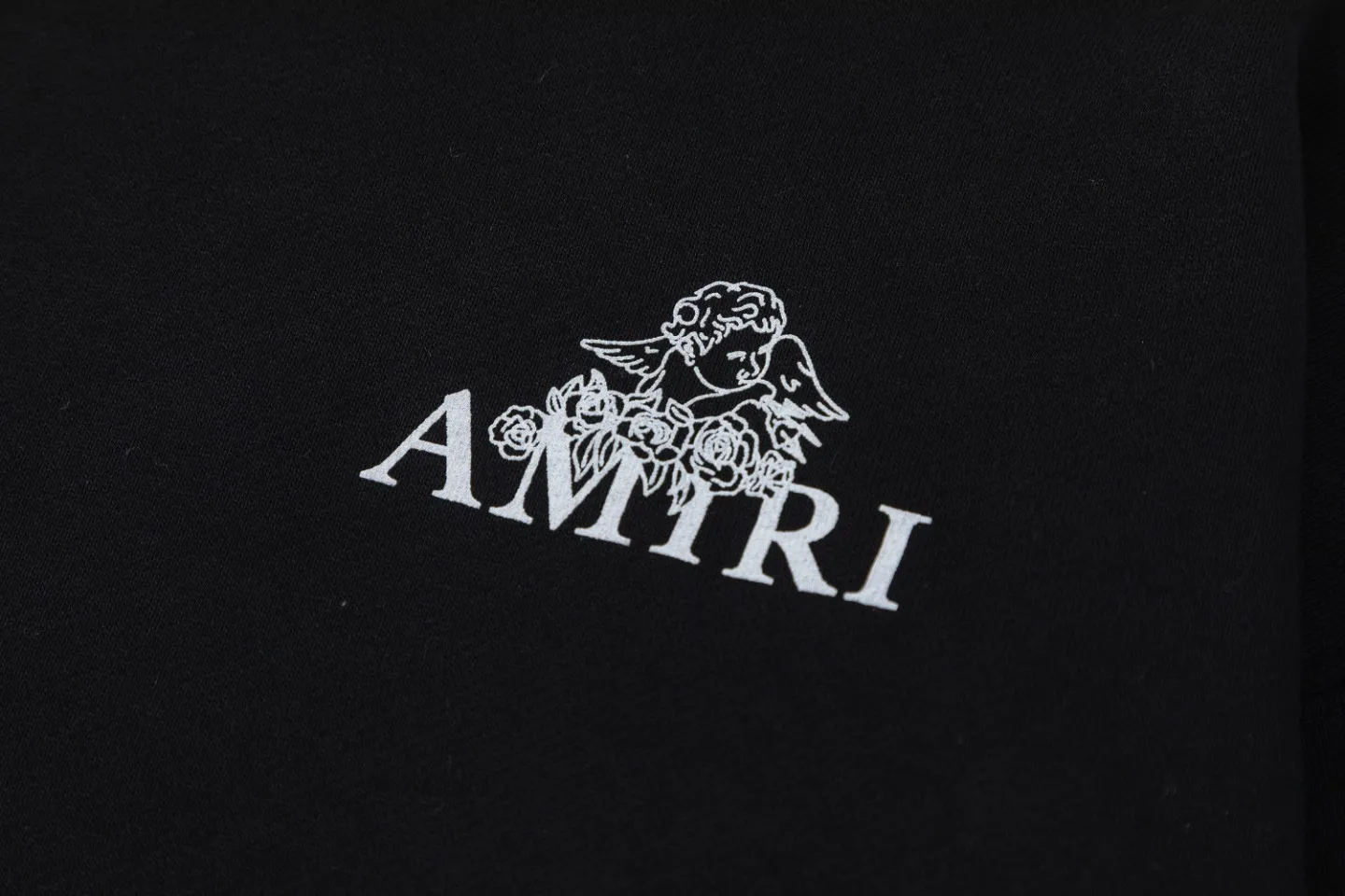 7026#P300ss Amiri high street style angel cupid steel fork foam printed Lane Crawford hooded sweatshirt. Color: black. Size: S M L XL