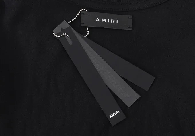 Style number: 673 P126 Fabric: 260g double yarn AMIRI 2025 spring and summer new logo round neck T-shirt high street men and women loose classic letters colorful short sleeves Color: black white Size: S M L XL