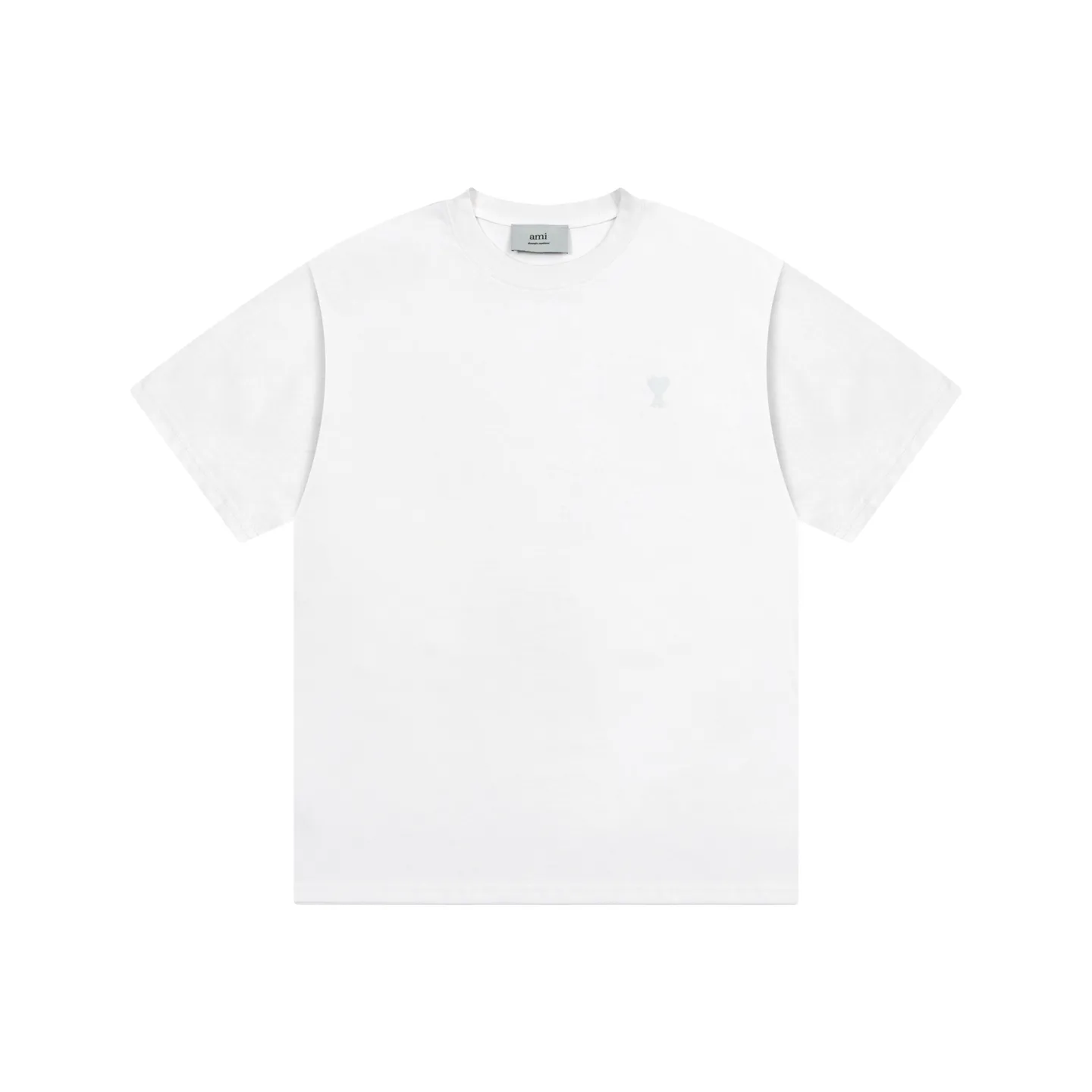 1230# AMI PARIS 25SS new spring and summer classic white ADC small love embroidered short-sleeved T-shirt. Customized 230g double yarn pure cotton fabric matching 280G rib. New main wheat. Washable wheat QR code can be scanned. Same style for men and women. Color: black, white, Baolan, apricot, purple, gray green, coffee. Code number: S-XL