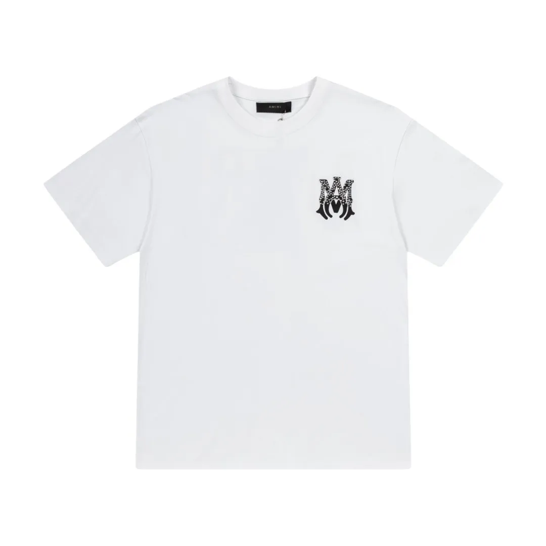 8023#P156amiri printed hot diamond logo, made of 300g heavy fabric, color: black, white, grape purple. Size: S M L XL