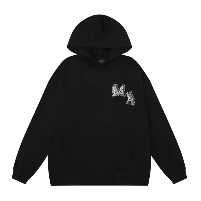 Style number: 886 P230 Fabric: 360g pure cotton terry sweatshirt AMIRI 2025 new autumn and winter logo hooded terry sweatshirt high street unisex loose classic letter jacket Color: black Size: S M L XL