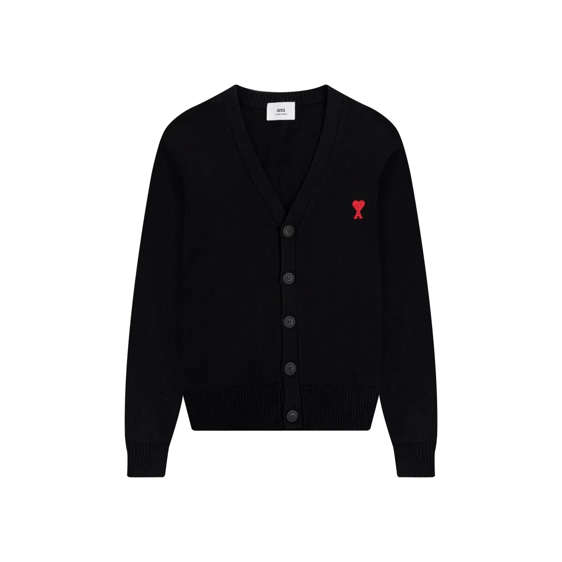 CYA39# 2022 Spring and Autumn New Ami de Coeur Small Love Embroidered V-neck Wool Sweater, Same Style for Men and Women Color: Black Brown Size: S-XL