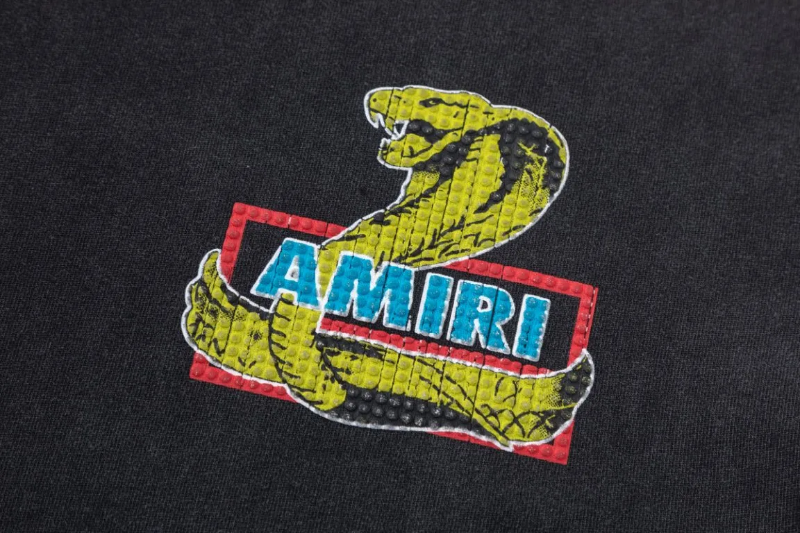 P150 8068#AMIRI Year of the Snake limited edition, using 300g heavy fabric washing process, color: black, size: S M L XL