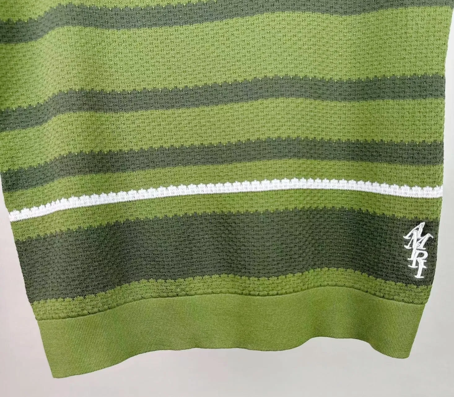 P210 🎉AMIRI new sweater short-sleeved POLO shirt, thin and breathable, embroidered hem, color: green black number: S M L XL XXL