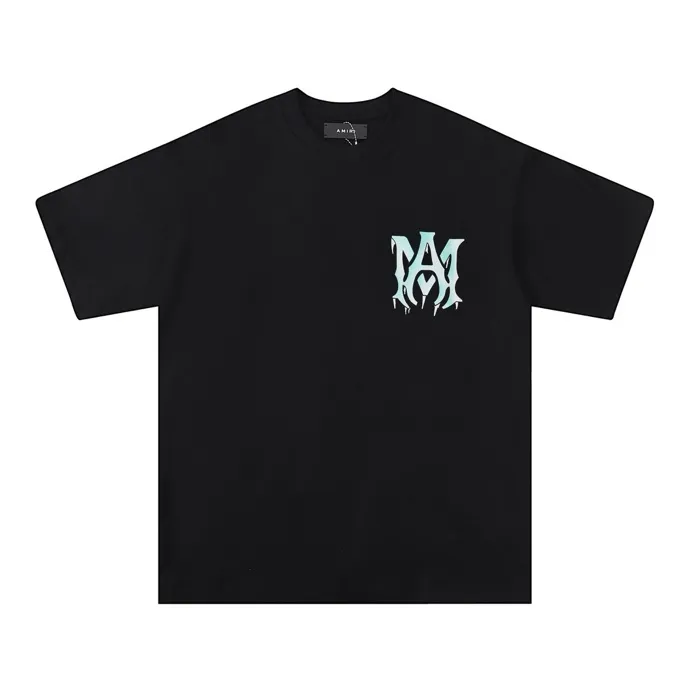 Style number: 683 P120 Fabric: 260g double yarn AMIRI 2025 spring and summer new logo round neck T-shirt high street unisex style loose classic letter short sleeves Color: White Black Size: S M L XL