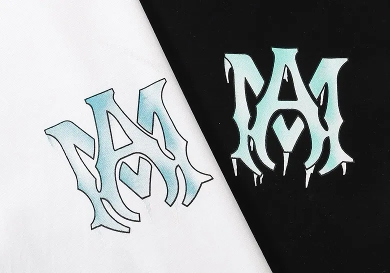 Style number: 683 P120 Fabric: 260g double yarn AMIRI 2025 spring and summer new logo round neck T-shirt high street unisex style loose classic letter short sleeves Color: White Black Size: S M L XL