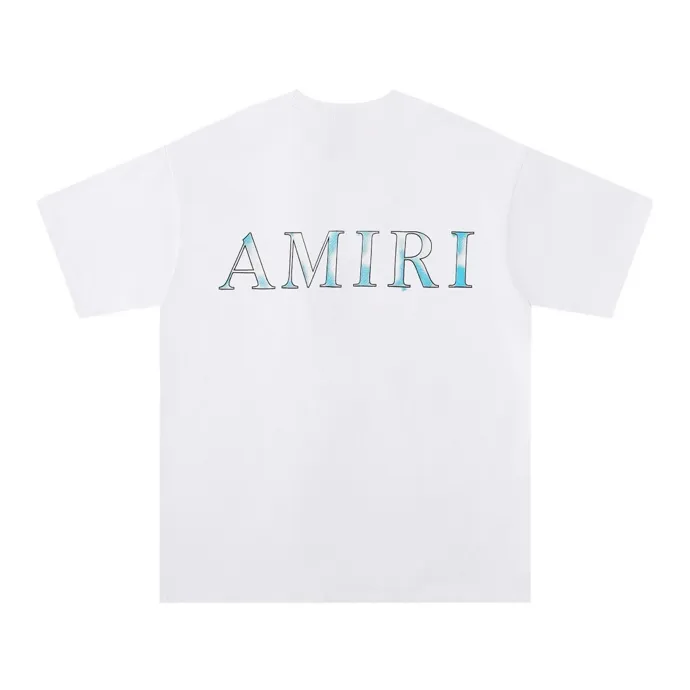 Style number: 683 P120 Fabric: 260g double yarn AMIRI 2025 spring and summer new logo round neck T-shirt high street unisex style loose classic letter short sleeves Color: White Black Size: S M L XL