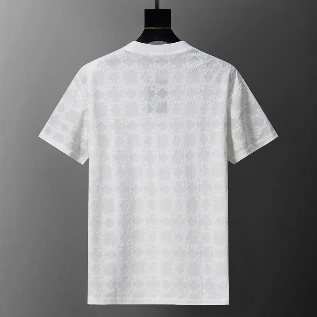 P130 Mili's 2026 spring and summer new men's round neck short-sleeved T-shirt, terry jacquard fabric, stylish and handsome, comfortable fabric, rigorous workmanship, and neat wiring. Good upper body effect·size M-3XL white