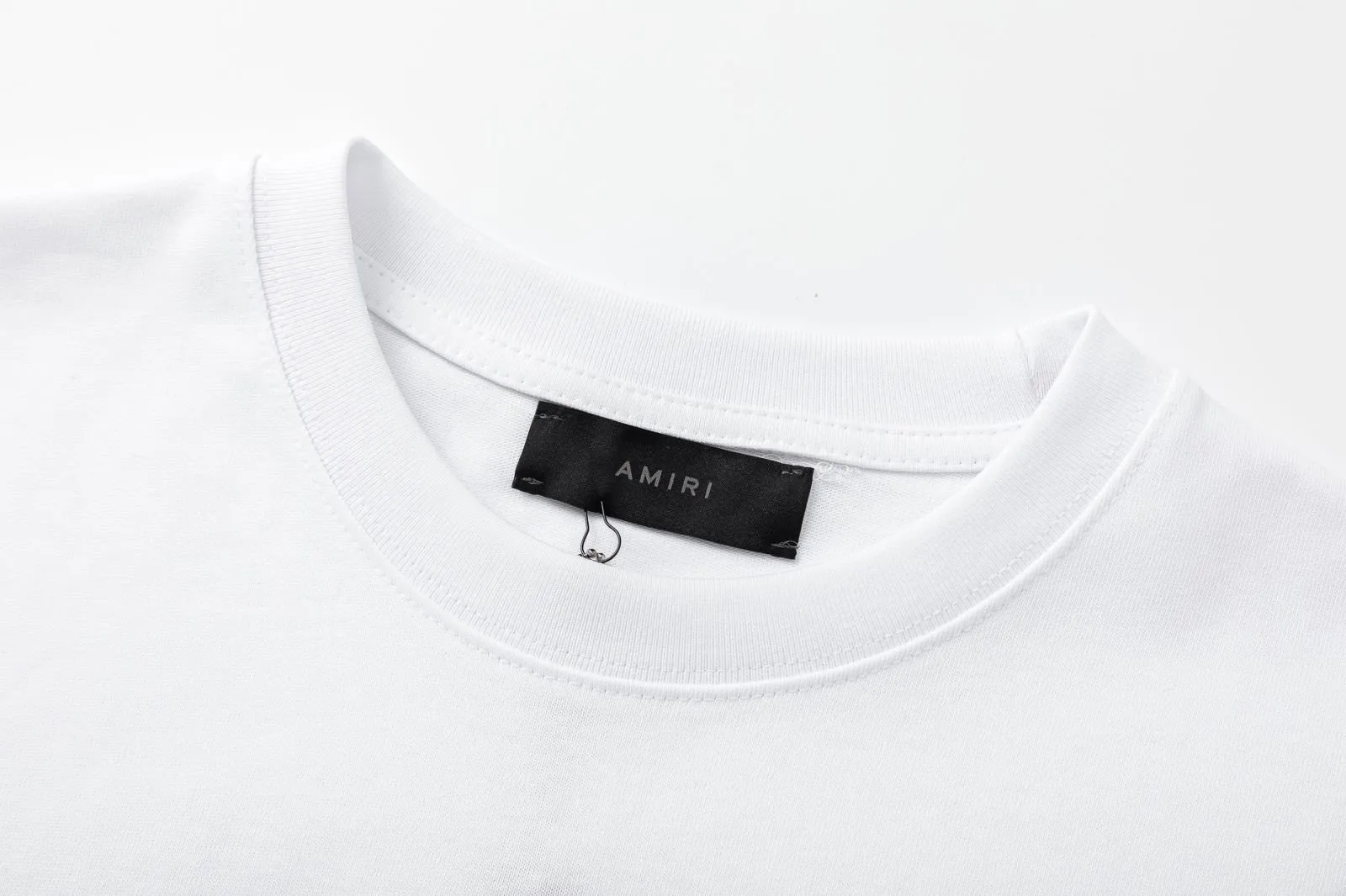 8032#P152, AMIRI star logo hand-printed loose version short-sleeved T-shirt, made of 300 grams of fabric, color: black, white, size: S M L XL