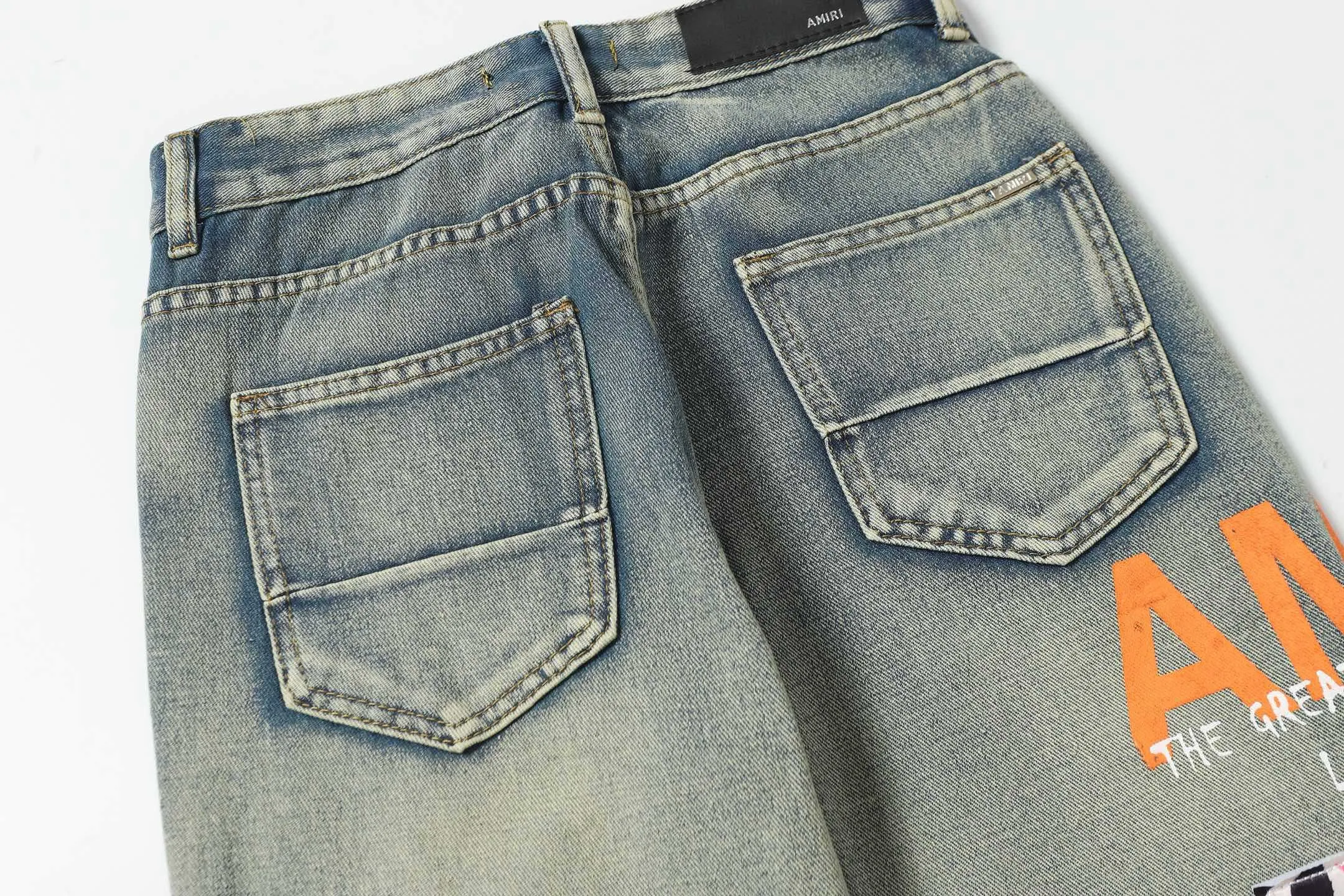 P270 AMIRI patch embroidery jeans trousers AMIRI high street basic ripped jeans trousers Color: Picture color Code number: 28-36