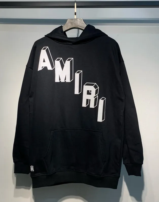 887 model P230 high quality 360g pure cotton terry AMIRI real shot sweatshirt black white hanging shot S. M. L. XL