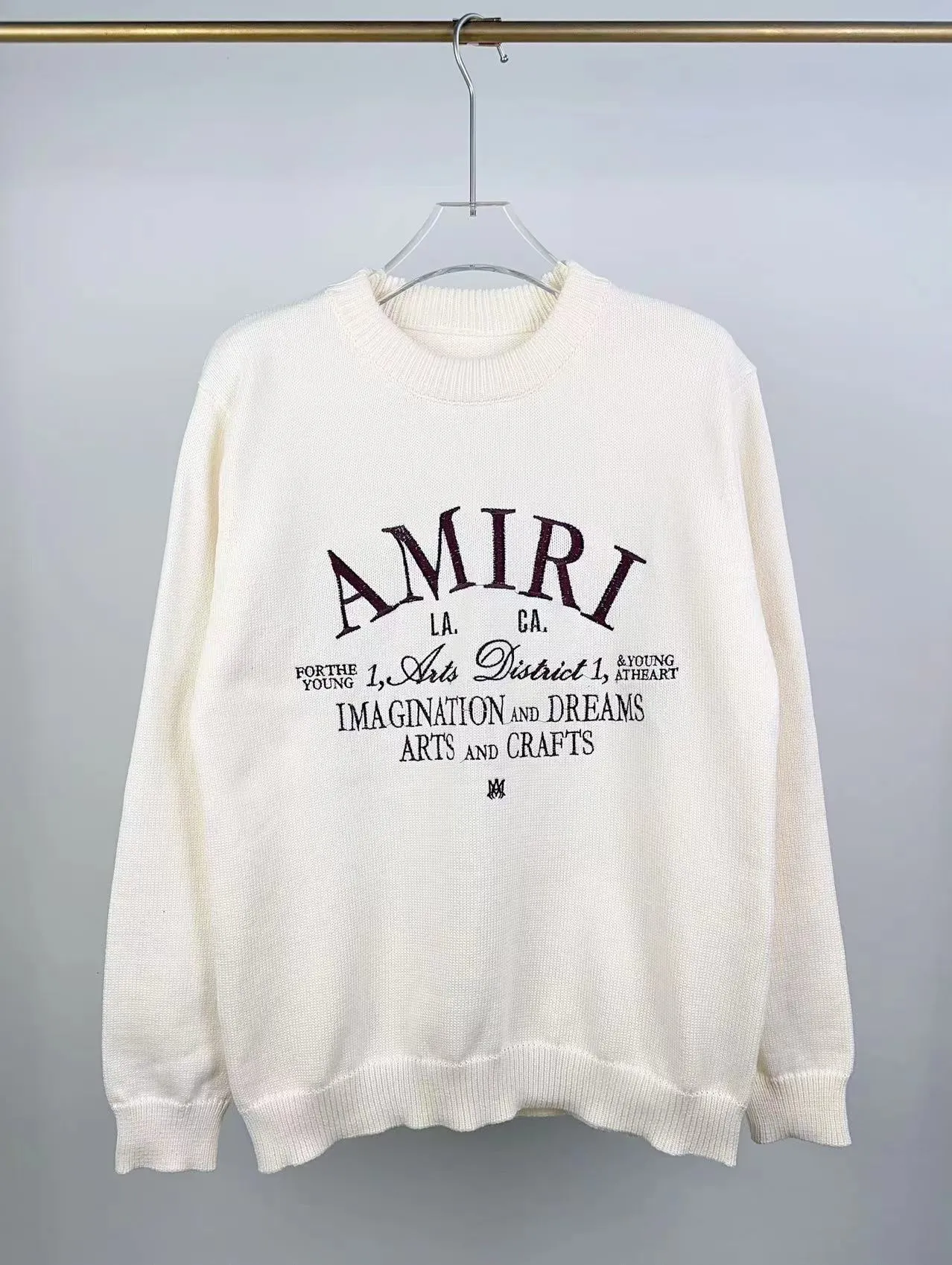 P240 🎉AMIRI new sweater, logo embroidery on the chest 1:1 Color: Pearl White, Black, Size: S M L XL XXL