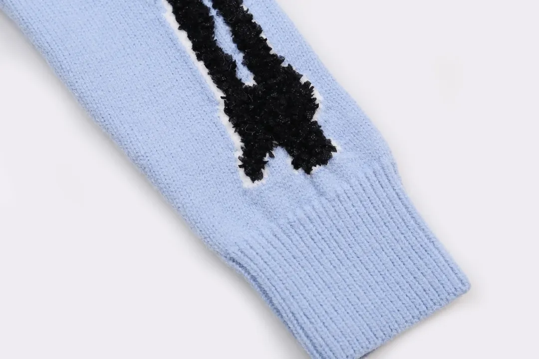P320 AMIRI new letter logo jacquard, tassel V-neck cardigan sweater Color: blue black apricot Code number: S M L XL XXL