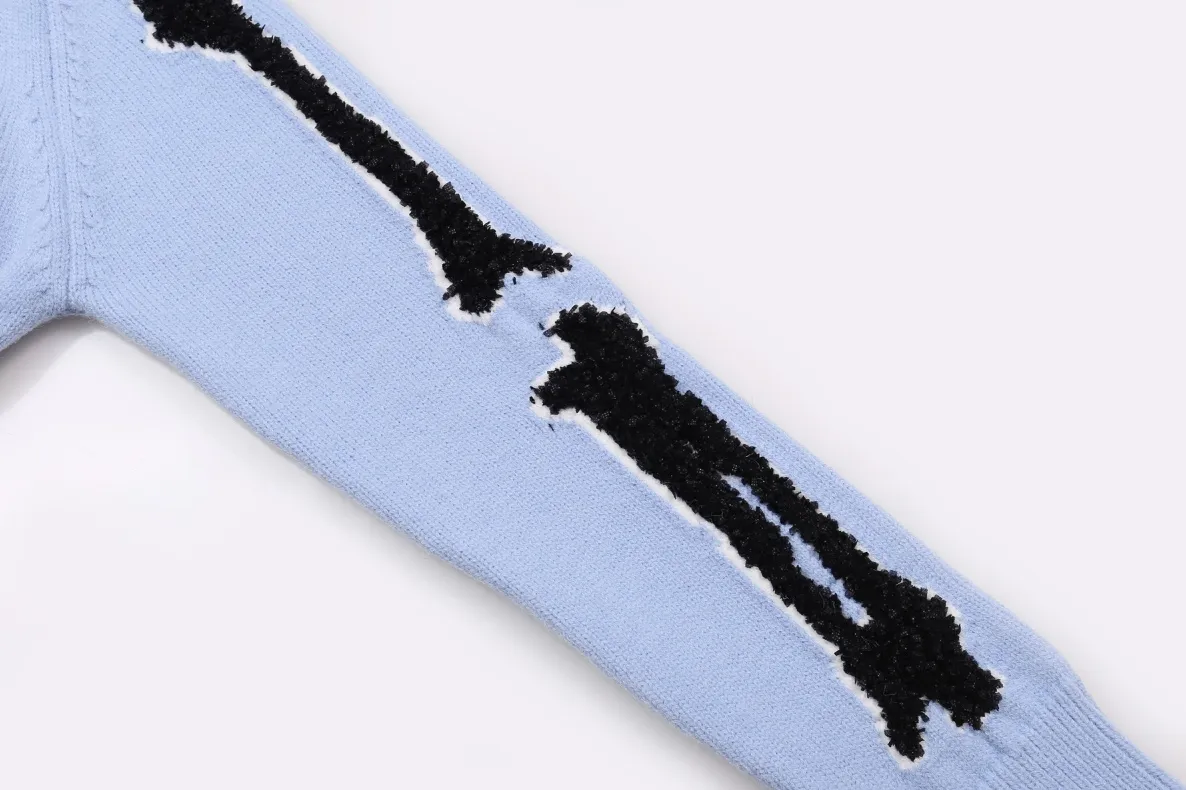 P320 AMIRI new letter logo jacquard, tassel V-neck cardigan sweater Color: blue black apricot Code number: S M L XL XXL