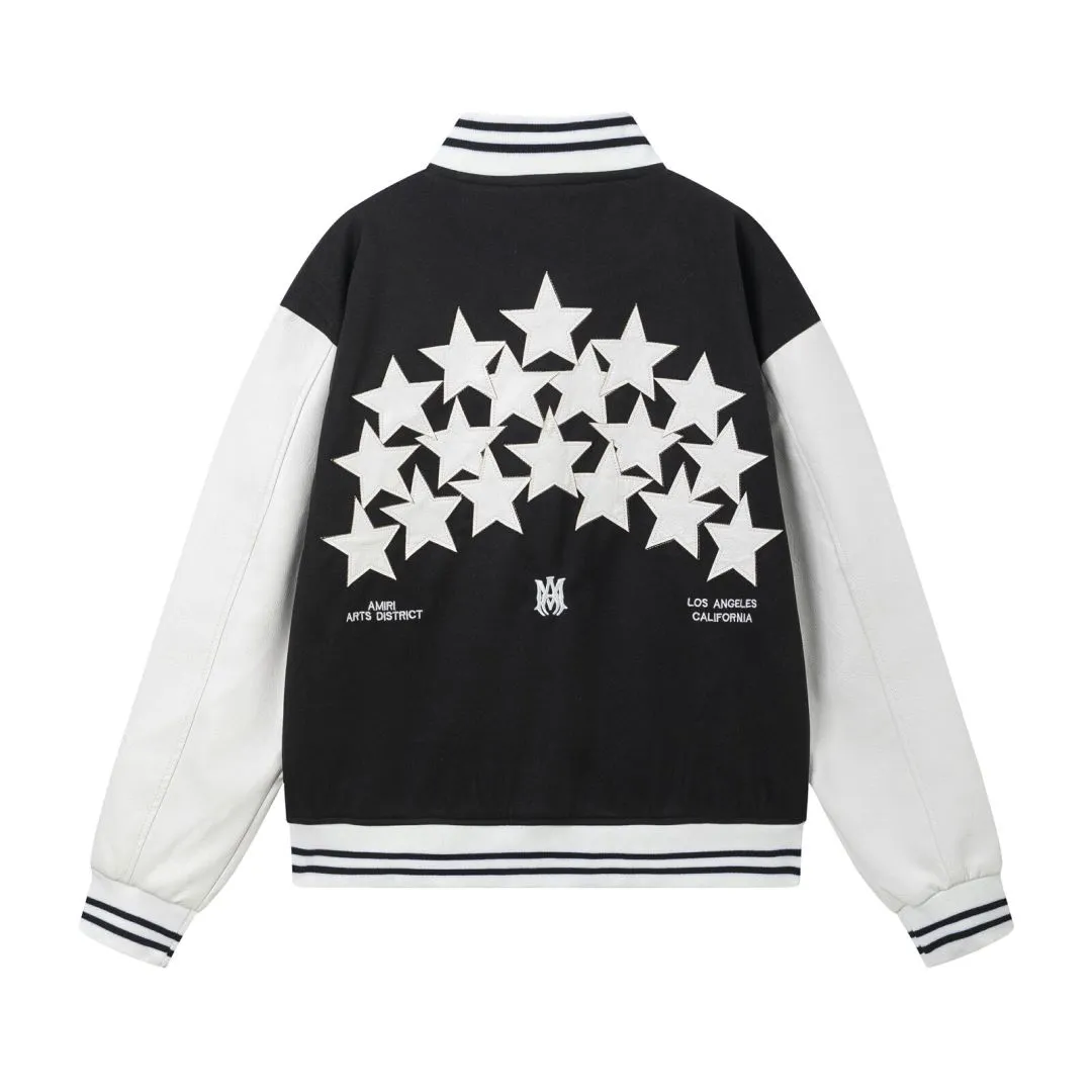 7155#P480AMIRI star embroidery LOGO, color: black, sky blue, gray. Size: S M L XL