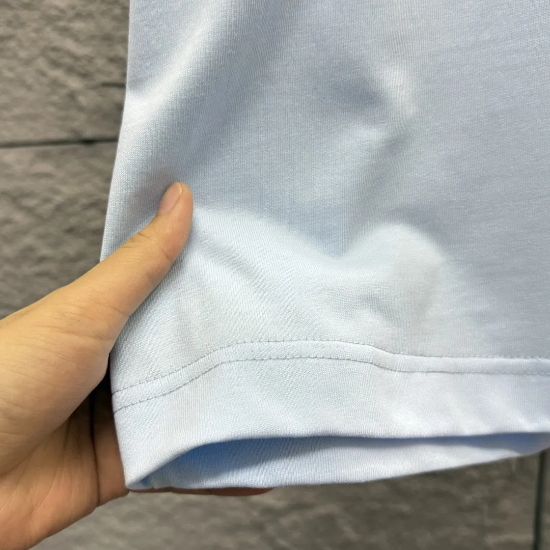 🅿️180 Ami* 2025 Spring and Summer New Style Embroidered Circle Little Love Customized Double Yarn Plain Cotton Fabric Short Sleeve T-shirt Unisex Color: Black White Light Blue Light Pink Size: S (90-130 catties) M (120-150 catties) L (140-165 catties) XL (160-180 catties) XXL (180-210 pounds)