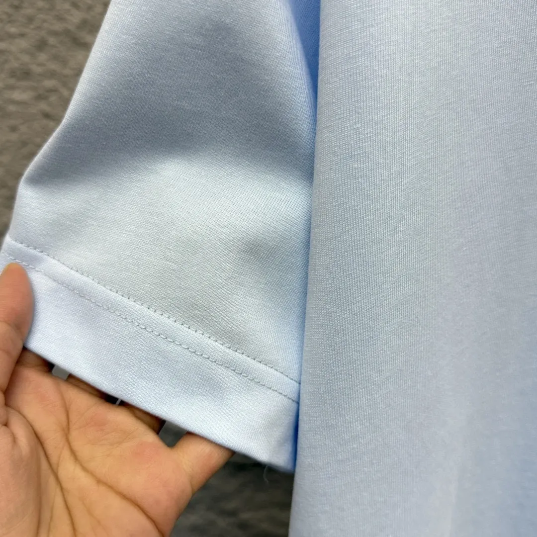 🅿️180 Ami* 2025 Spring and Summer New Style Embroidered Circle Little Love Customized Double Yarn Plain Cotton Fabric Short Sleeve T-shirt Unisex Color: Black White Light Blue Light Pink Size: S (90-130 catties) M (120-150 catties) L (140-165 catties) XL (160-180 catties) XXL (180-210 pounds)
