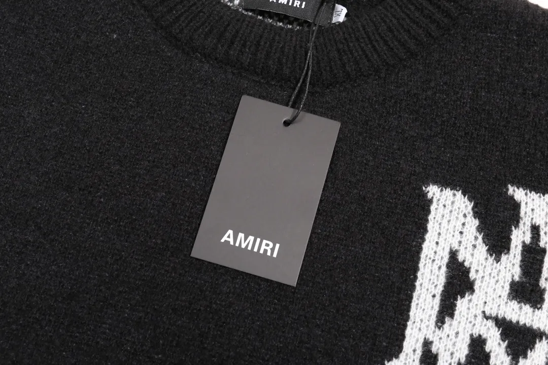 P280 AMIRI new style neckline personalized logo embroidered jacquard seahorse wool sweater Color: Red Black Size: S M L XL XXL