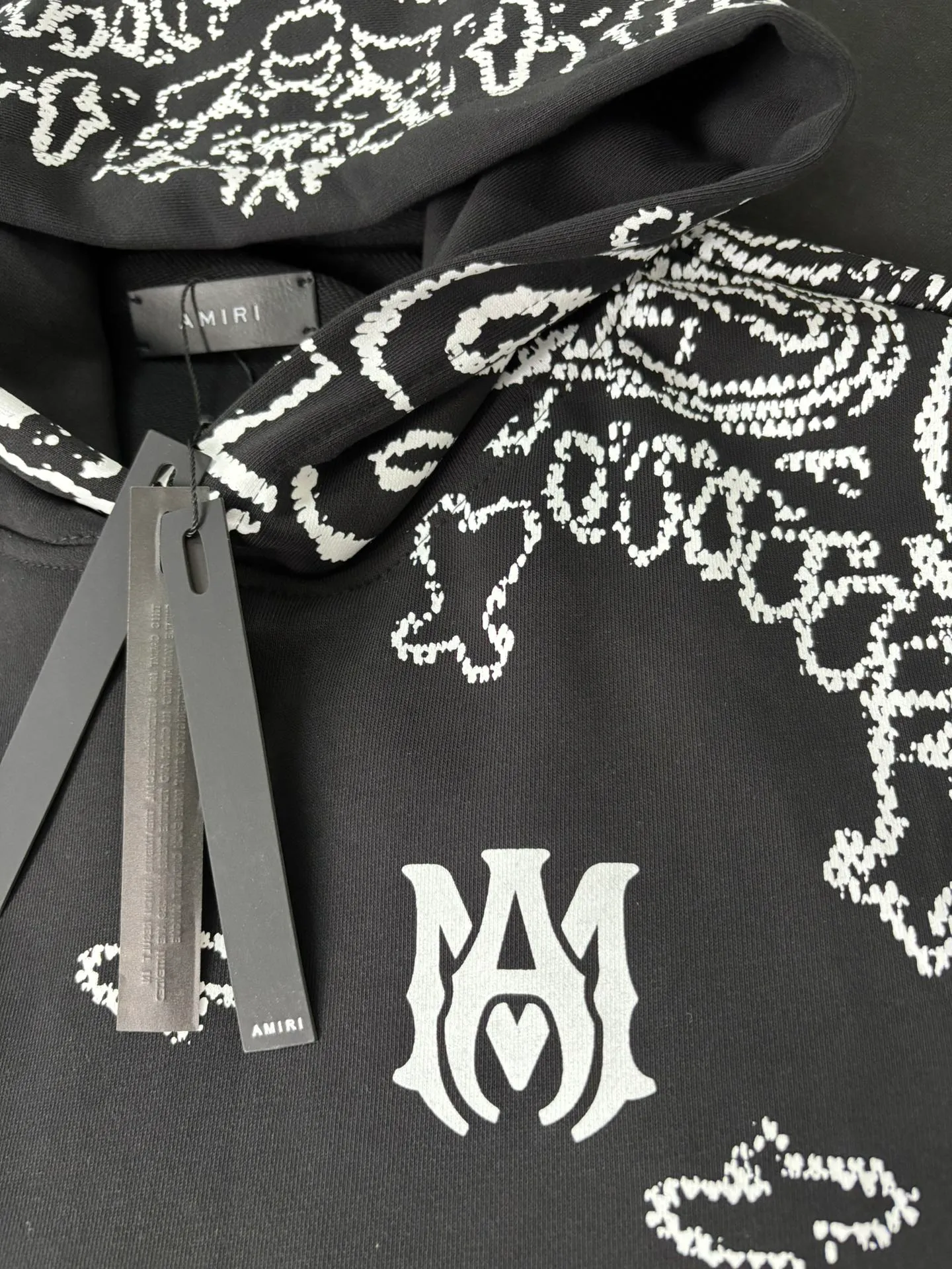 901 P240 high quality 360g pure cotton terry AMIRI real shot cashew flower sweatshirt black hanging shot S. M. L. XL