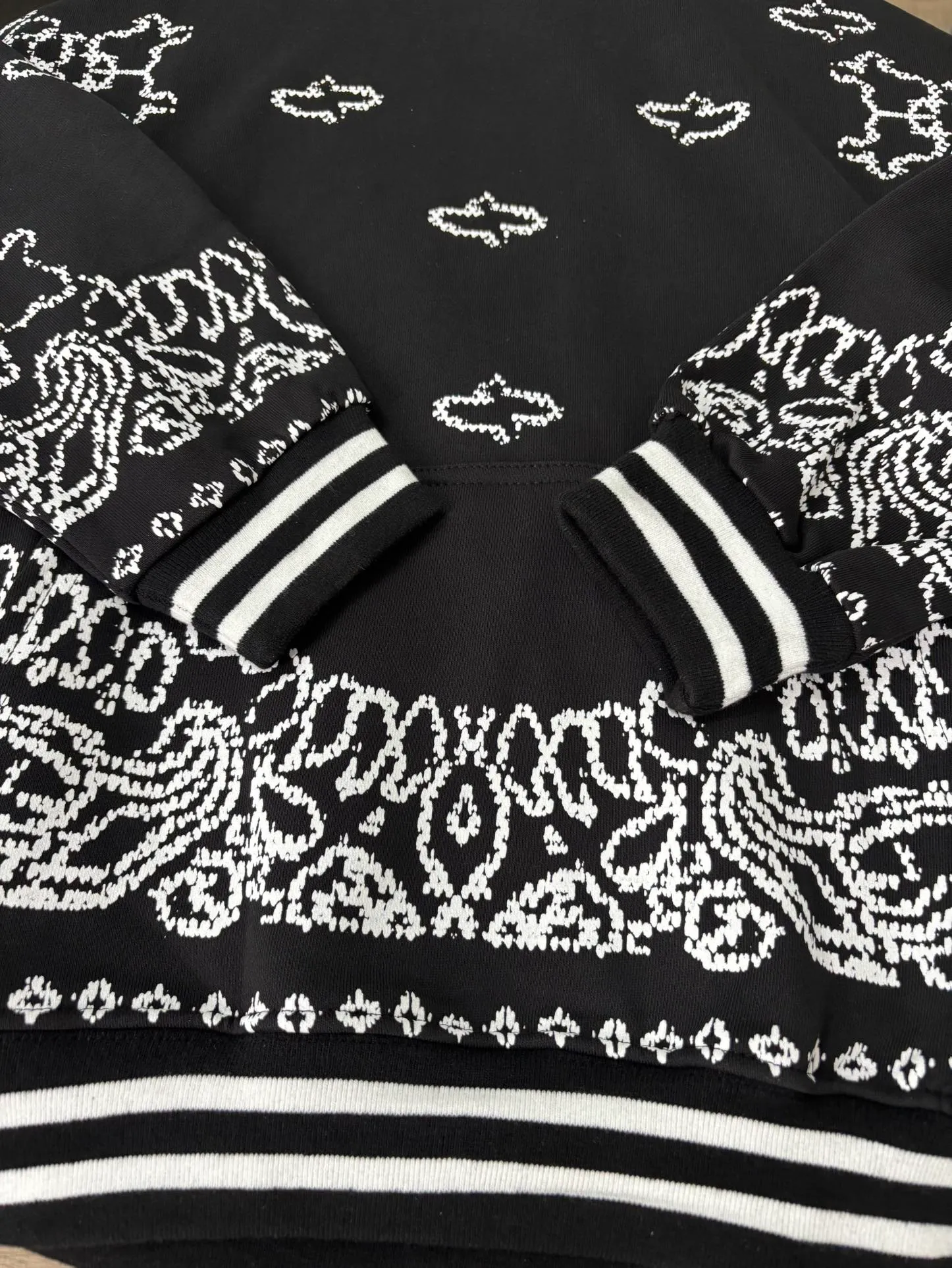 901 P240 high quality 360g pure cotton terry AMIRI real shot cashew flower sweatshirt black hanging shot S. M. L. XL