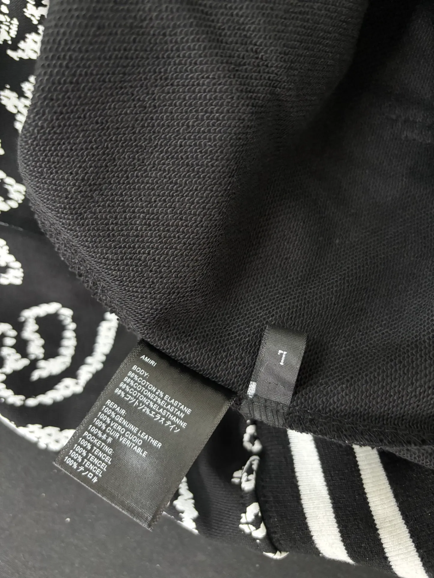 901 P240 high quality 360g pure cotton terry AMIRI real shot cashew flower sweatshirt black hanging shot S. M. L. XL
