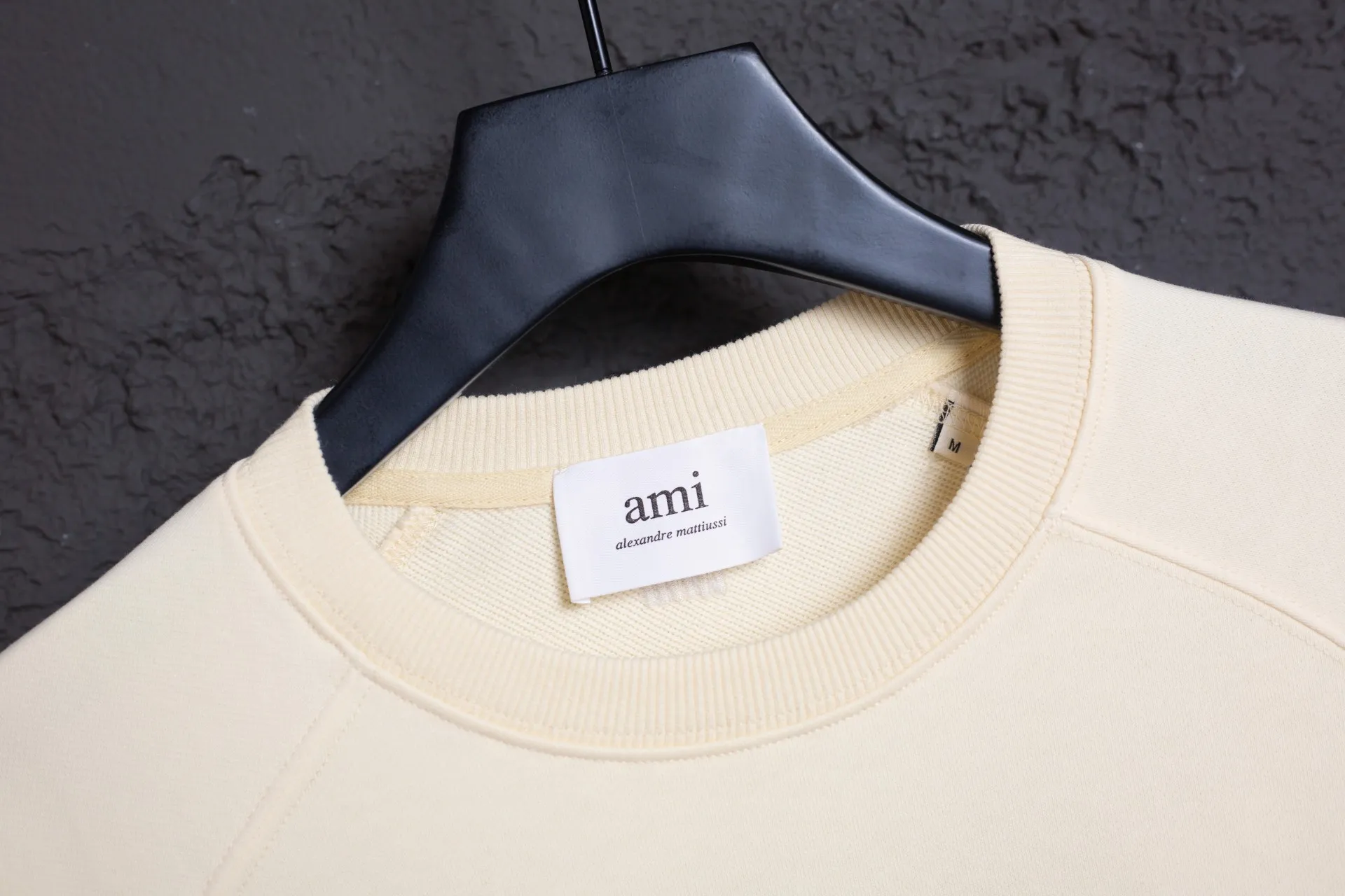 P160 AMI 25 autumn and winter new classic eight-letter custom stamp, customized 360g pure cotton fabric, high version, new main wheat, washed wheat, same style for men and women, color: apricot, size: S-XL