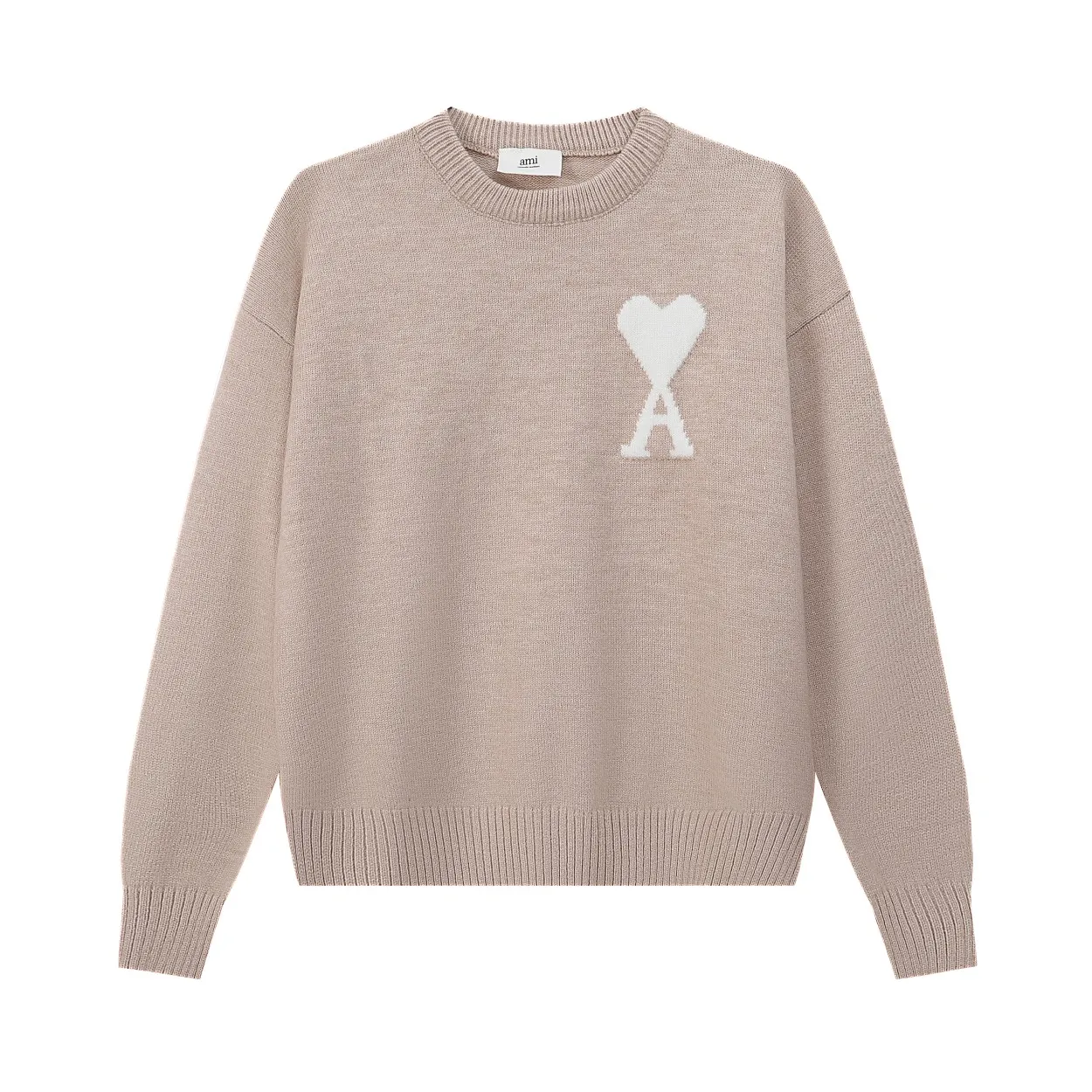 🅿️200 AM11# Ami2023 new color matching cloud round neck sweater, soft and waxy customized wool with super gentle cloud color matching, the upper body is absolutely fairy-like, highly recommended size: S, M, L, XL color: glacier blue, cloud gray, light khaki, light cream yellow