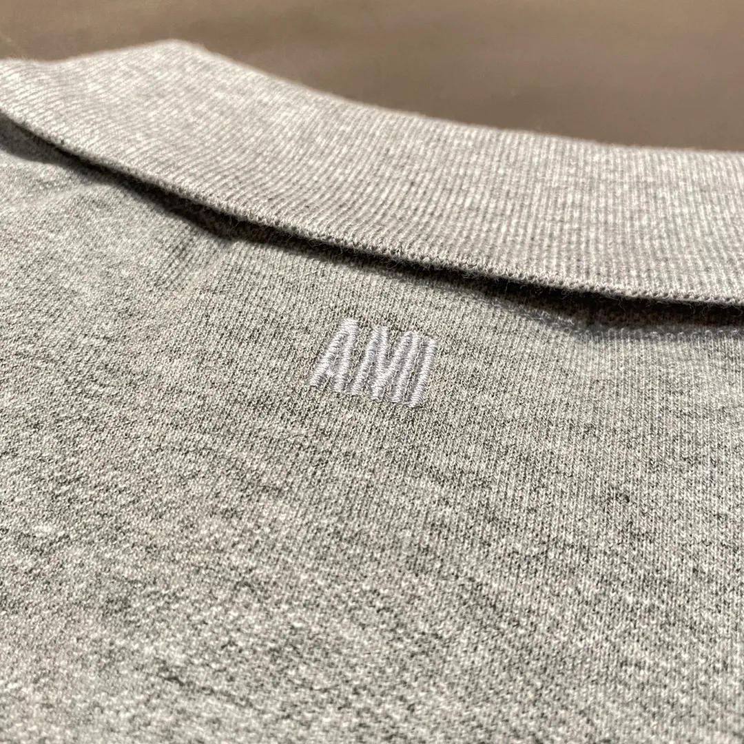 🅿️250 AMI Amy 24AW Heart♥️A small love logo embroidery, Japanese three-dimensional embroidery, spring and autumn long-sleeved super handsome POLO shirt, same style for men and women smlxl